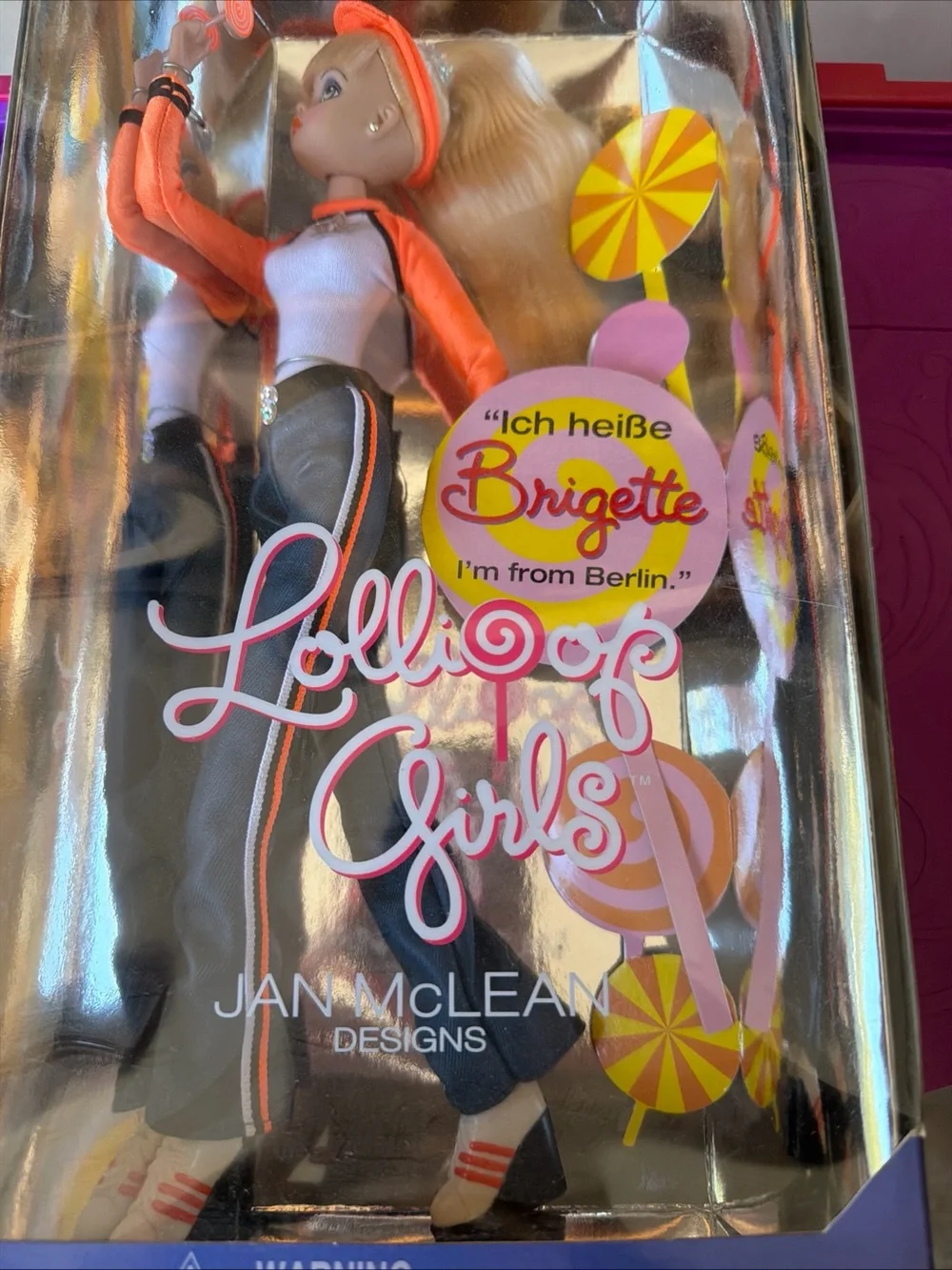 NIB Jan McLean Lollipop Girls Brigitte Doll in Orange & Black Outfit